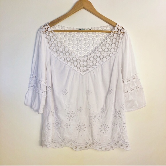 3/$15🌸| Solitaire White Peasant Top